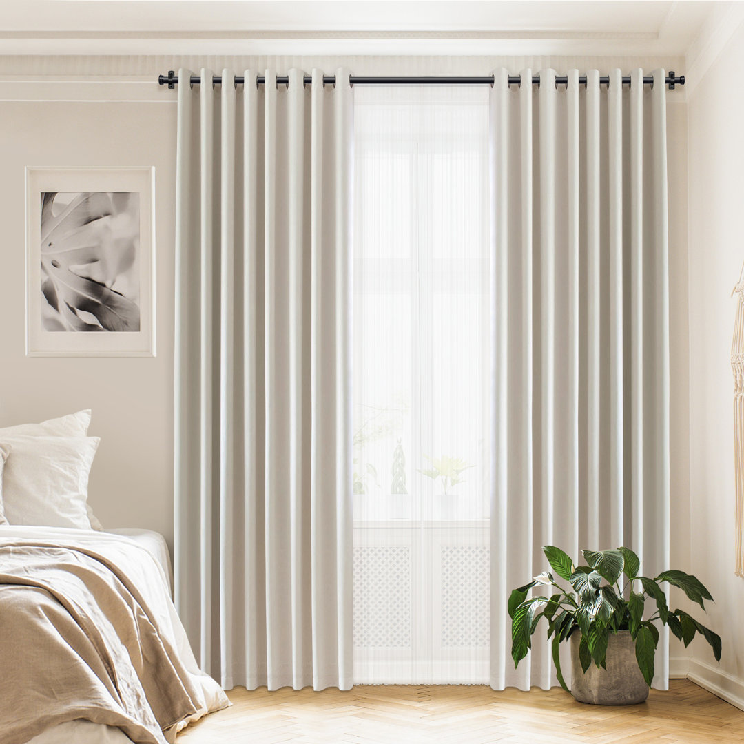 Aresha 1" Dia. Curtain Rods Adjustable Length Single Curtain Rod Black for Ceiling/Wall Mounting